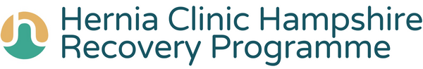Logo of Hernia Clinic Hampshire's Hernia Recovery Programme with a green and yellow colour scheme.