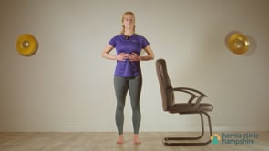 A taster video showing the instructor performing a number of standing hernia rehabilitation exercises.